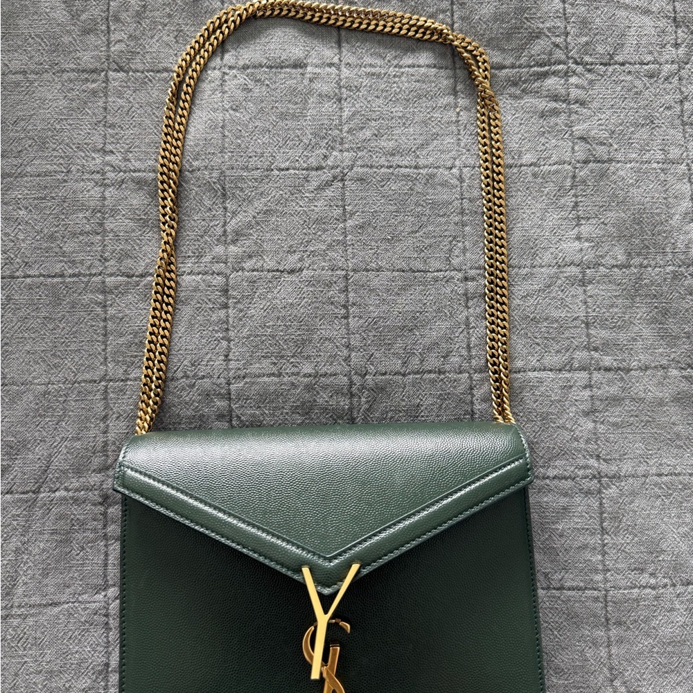 Yves Saint Laurent Green Gold Shoulder Bag with Chain Strap